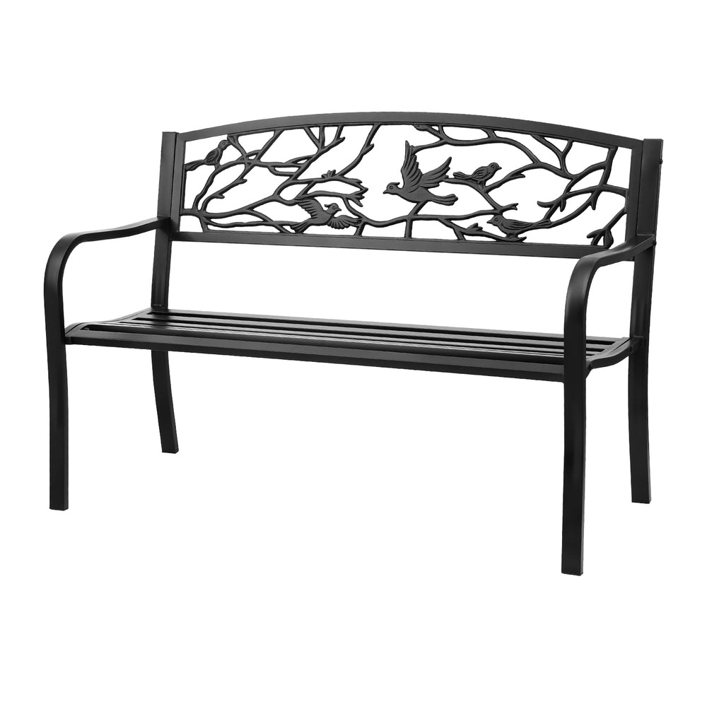 Gardeon Outdoor Bench Seat Garden Steel Outdoor Furniture 3 Seater Park Black